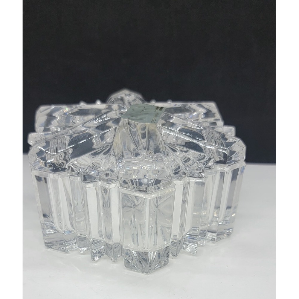 Crystal MIKASA NATURE'S SONG Snowflake Lidded Trinket Box - Made in Germany - Picture 3 of 10